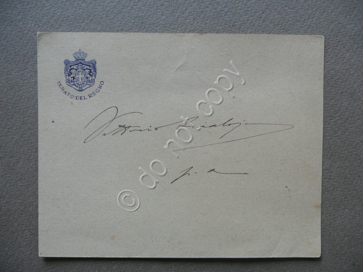 Autografo Vittorio Scialoja Biglietto Politica MInistro Delegato Societ‡ Nazioni