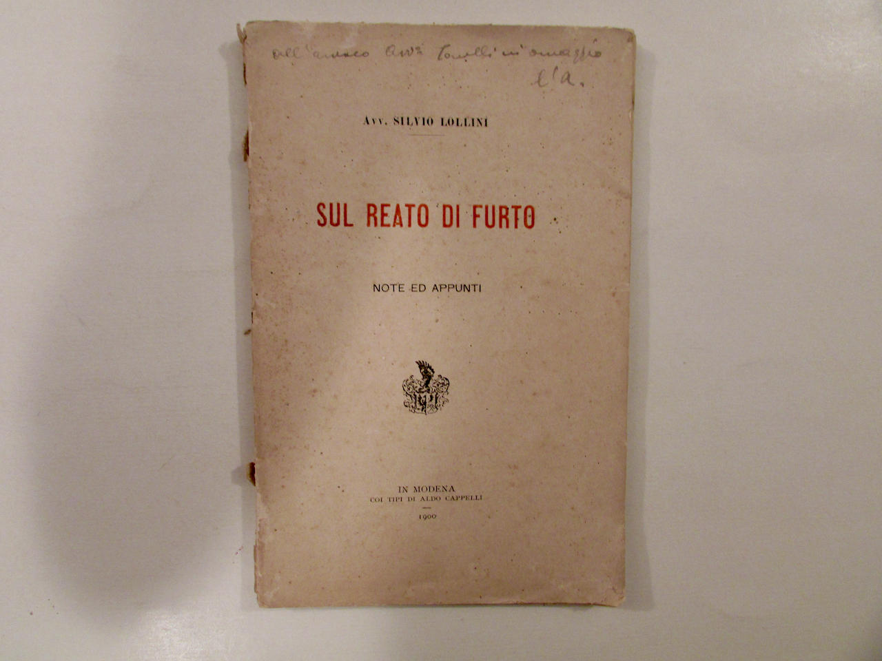 Avv. Silvio Lollini Sul Reato di Furto Cappelli Modena 1900 …