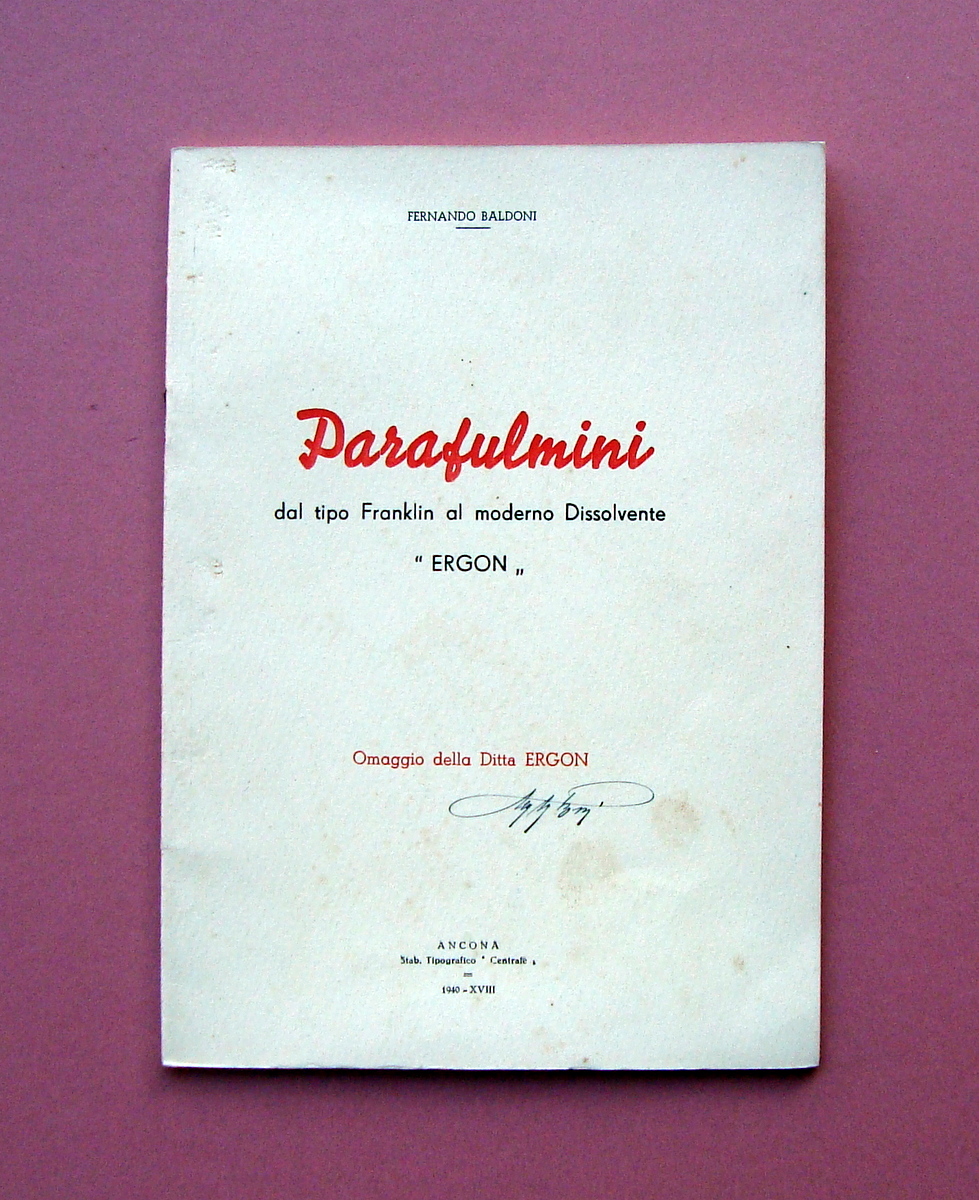 Baldoni Fernando Parafulmini tipo Franklin dissolvenza Ditta Ergon 1940