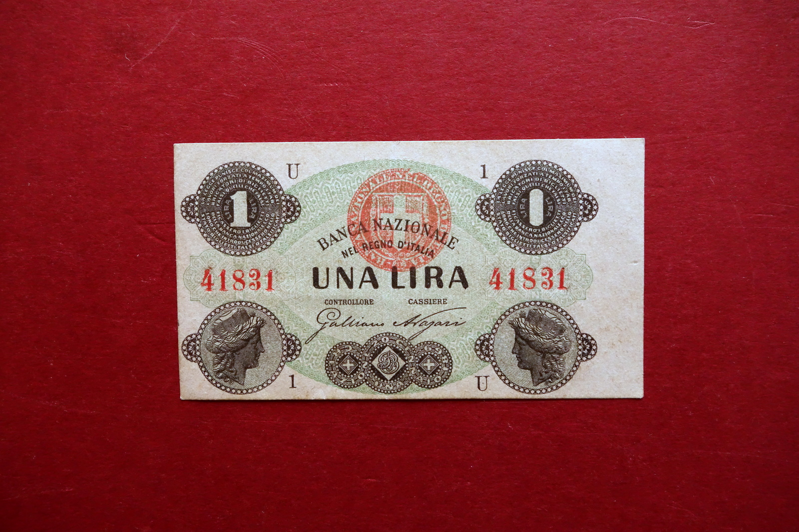 Banconota Una Lira Banca Nazionale Regno d'Italia 41831 Fior di …