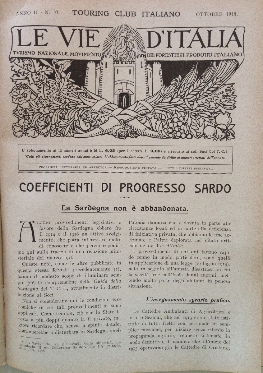 Bertarelli La Sardegna Non Ë Abbandonata Vie d'Italia Touring Ottobre …