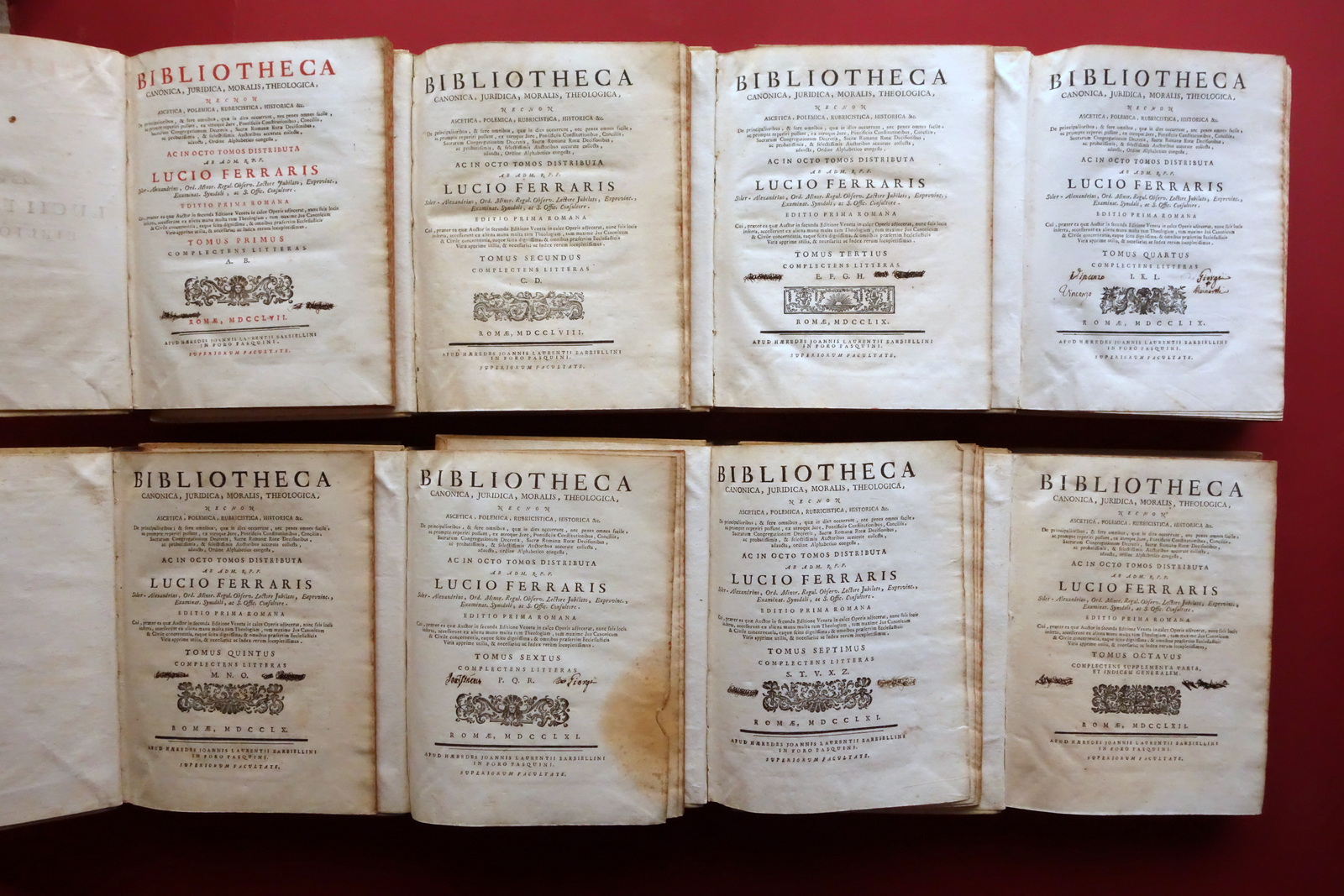Biblioteca Canonica Juridica Moralis Theologica L.Ferraris Roma 1757-62 8 Volumi