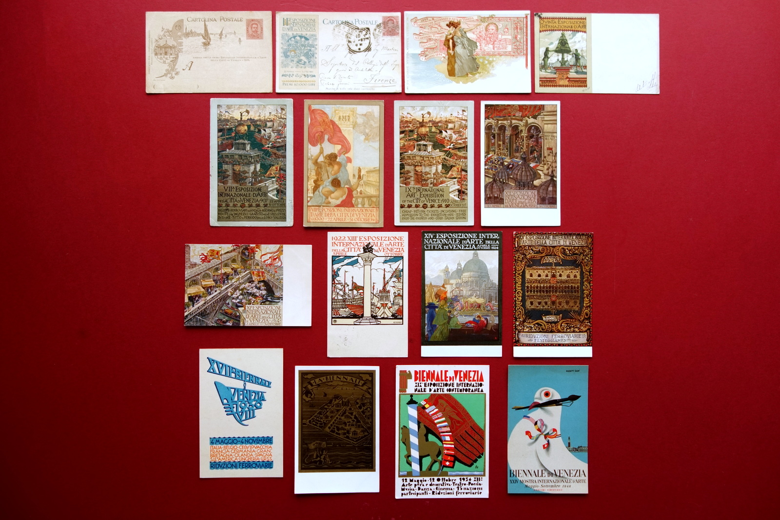 Biennale Internazionale d'Arte Venezia 16 Cartoline a Colori Originali 1897-1948