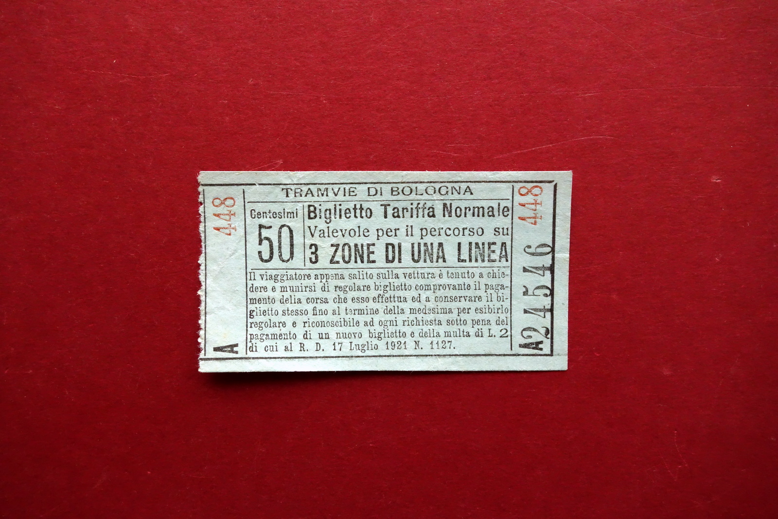 Biglietto del Tram Tramvie di Bologna Tariffa Normale 3 Zone …