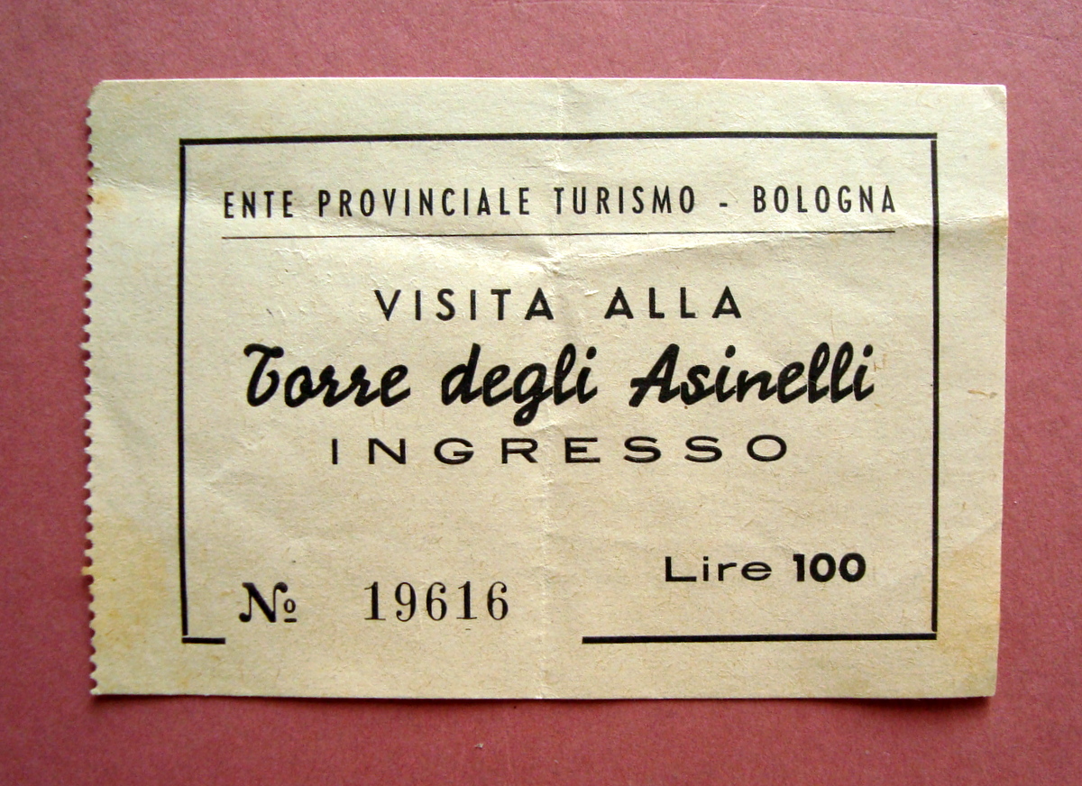 Biglietto ingresso Visita Torre degli Asinelli Bologna Ente Prov.Turismo