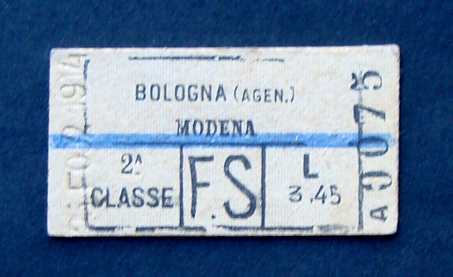 Biglietto Treno F.S.Bologna Modena 2∞ Classe 1914 Ferrovie Trasporti