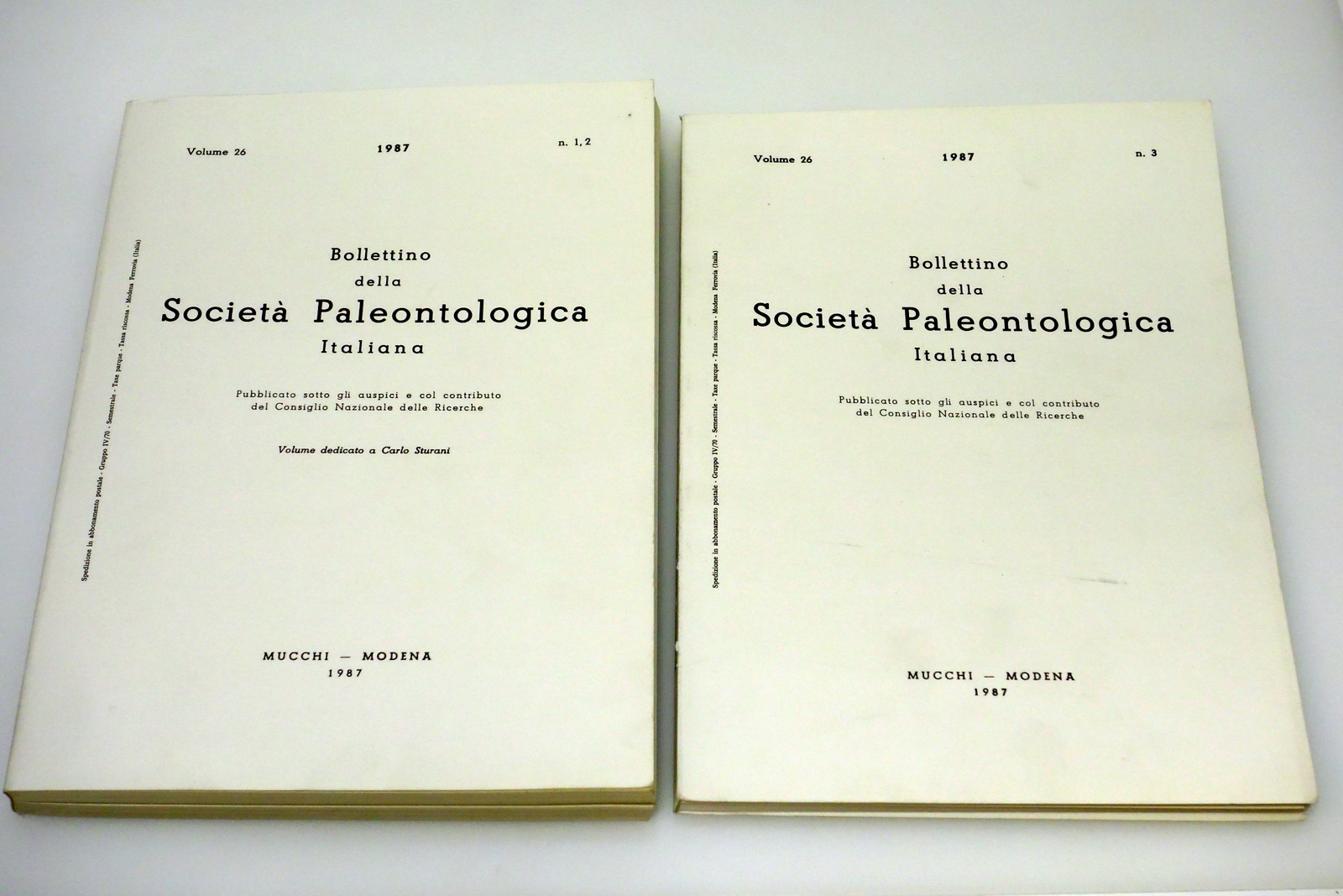 BOLLETTINO SOCIETA' PALEONTOLOGICA ITALIANA STEM ANNATA COMPLETA 1987
