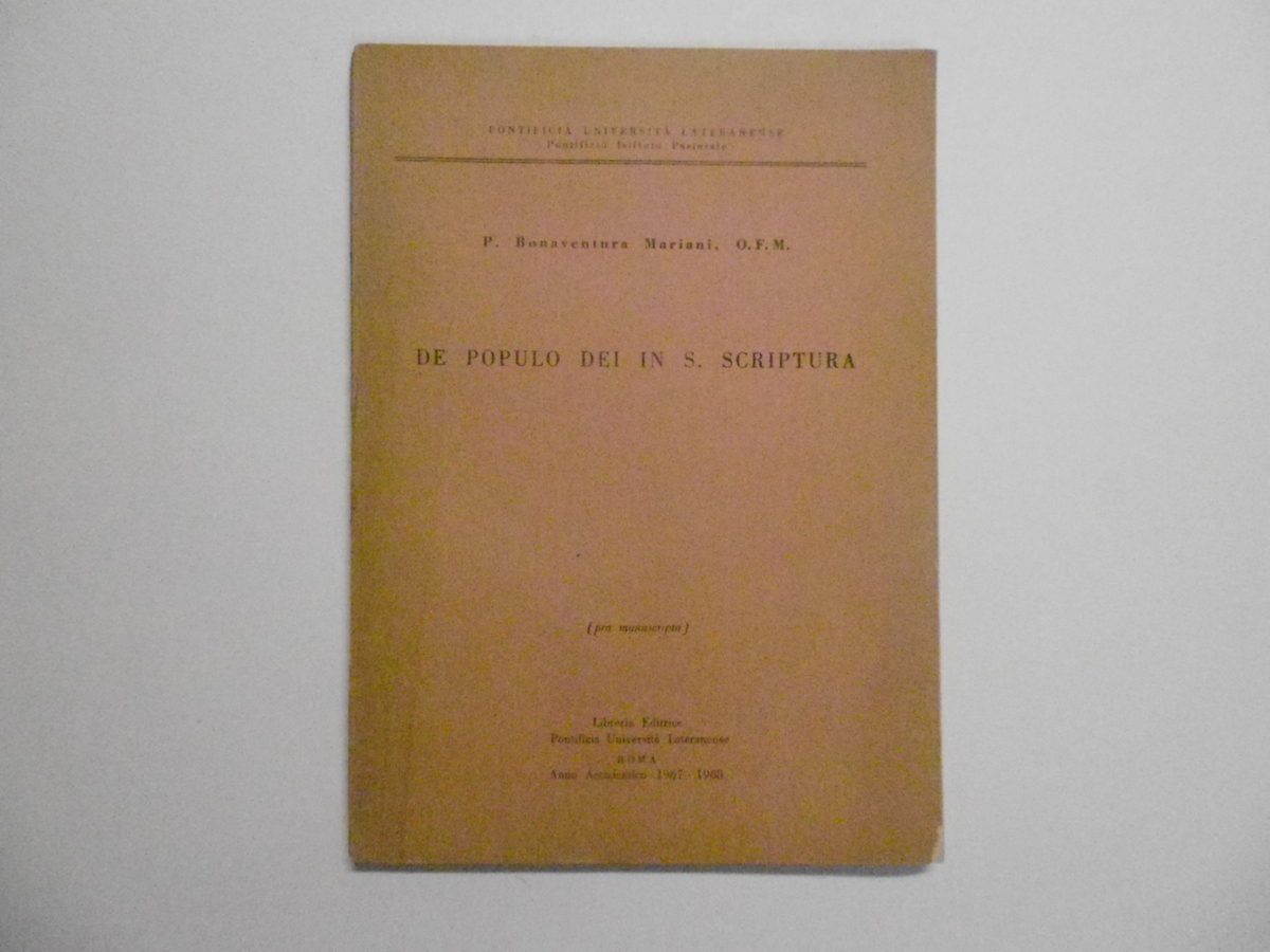 Bonaventura Mariani De Populo Dei In S. Scriptura Pontificia Universit‡ …