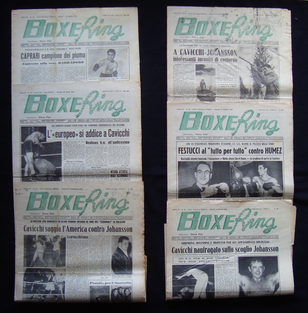 Boxe Ring 1956 otto numeri Anno IV 30 32 34 …