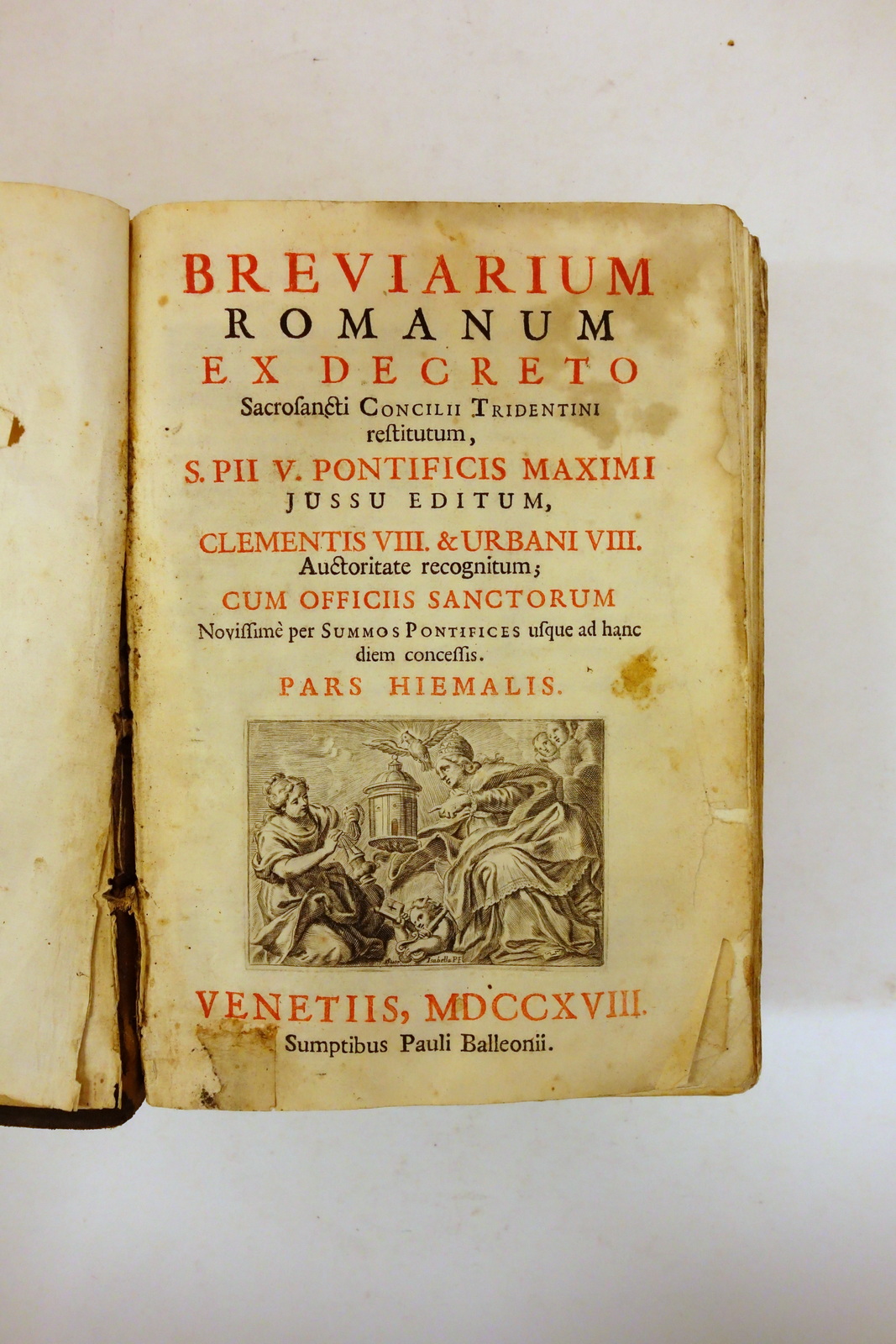 Breviarium Romanum ex Decreto Balleonii Venetiis 1718 5 Tavole Isabella …