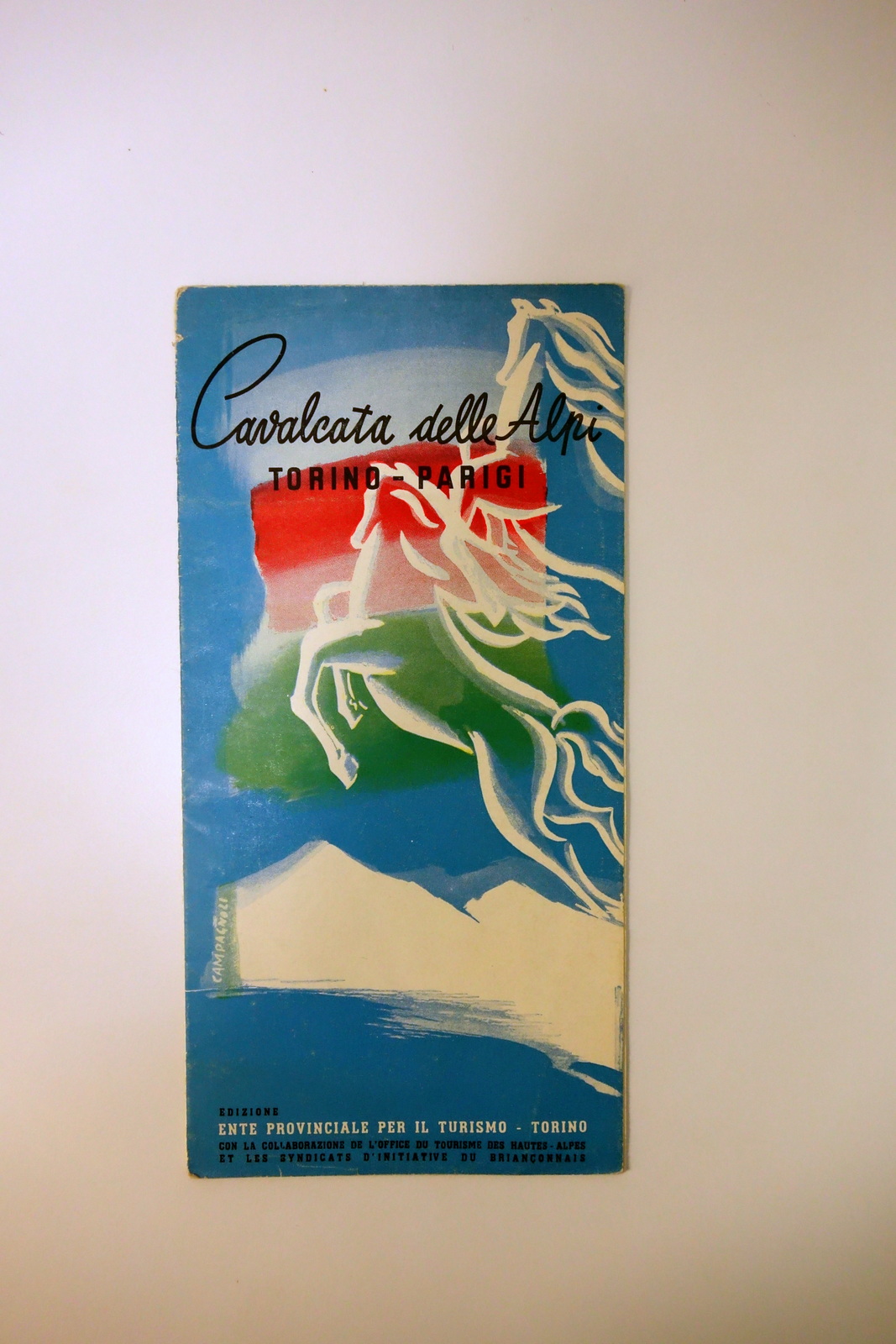 Brochure Cavalcata delle Alpi Torino Parigi Monginevro ENIT Torino Campagnoli