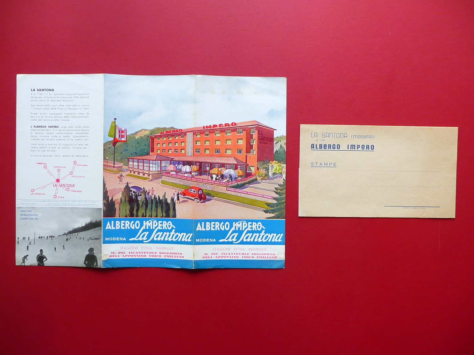 Brossura Pubblicitaria Pieghevole Albergo Impero La Santona Modena 1939 Cimone