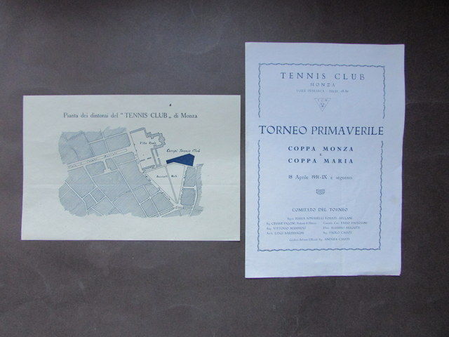 Brossura Tennis Club Monza Torneo Primavera 1931 Descrizione Regolamento Pianta