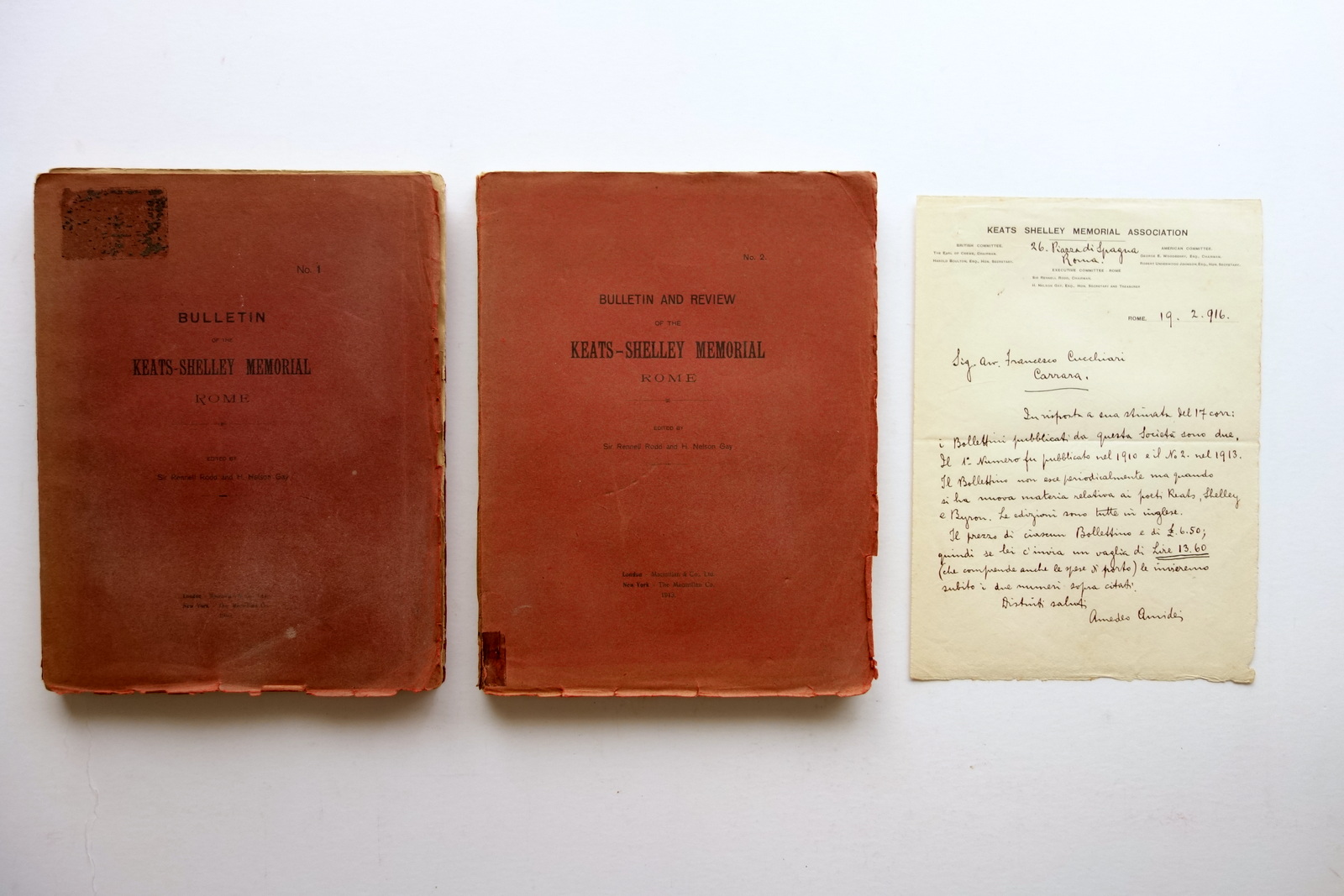 Bulletin of the Keats-Shelley Memorial Rome Rodd Gay Numeri 1-2 …