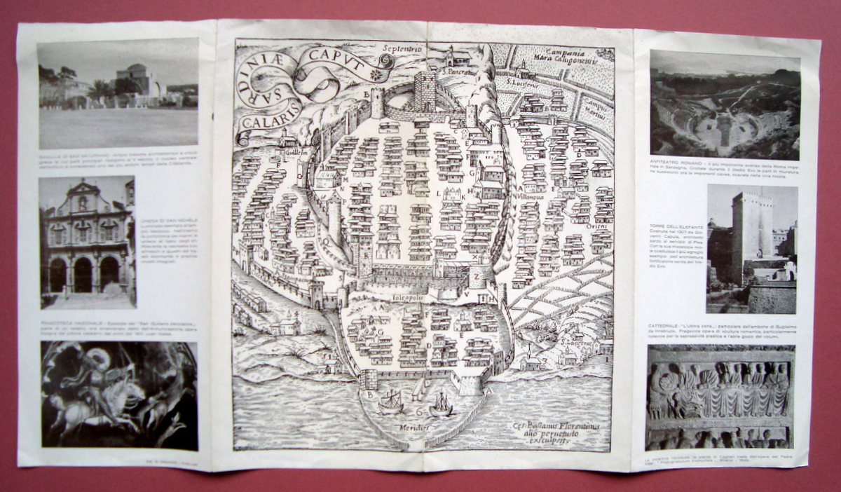 Cagliari Pieghevole turistico Calaris Sardiniae Caput anni'50