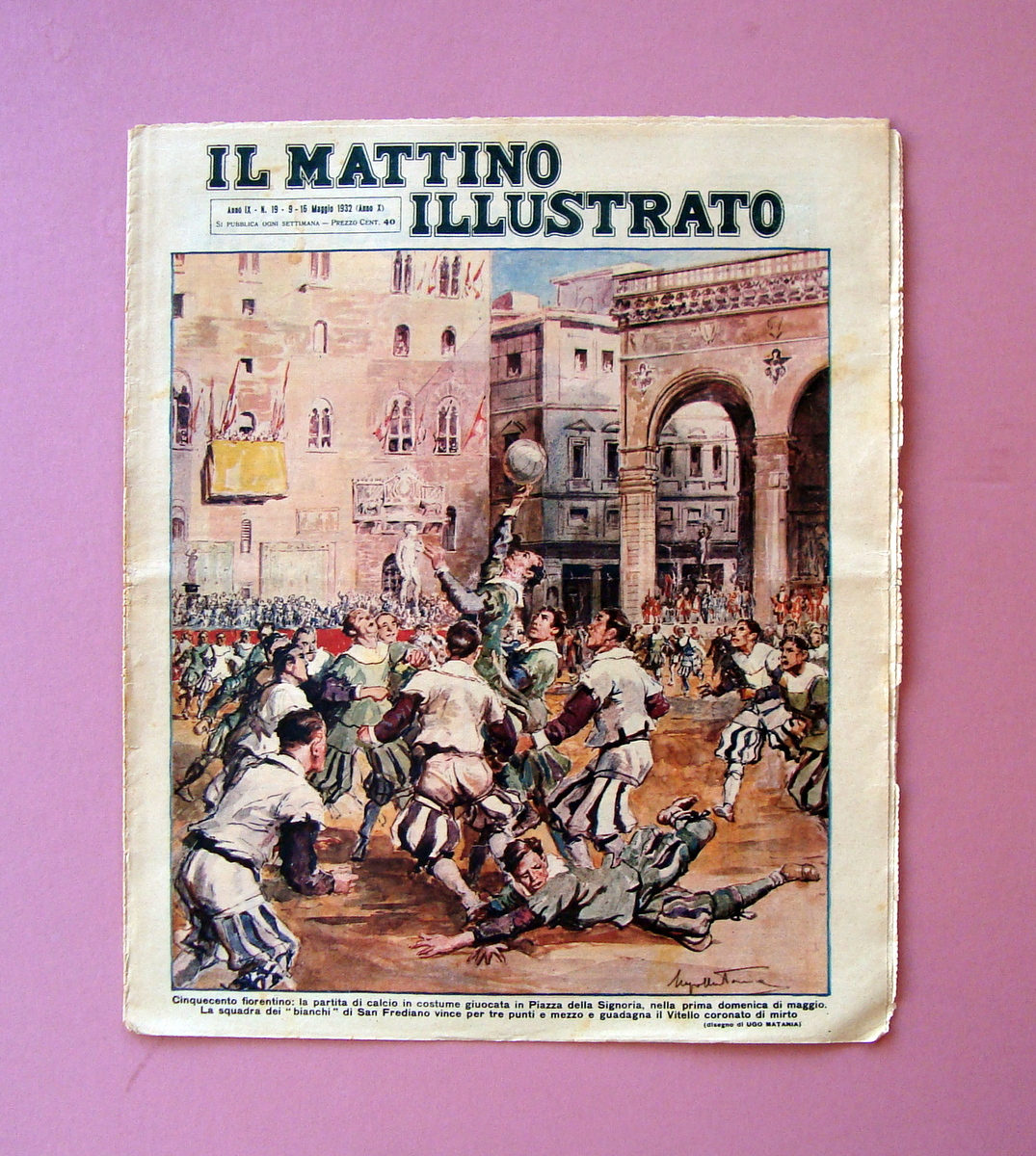 Calcio in Costume Bianchi S.Frediano Il Mattino Illustrato 1928 Matania