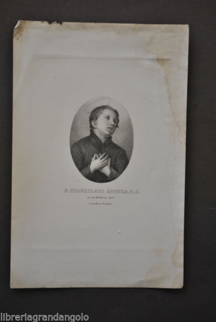 Calcografia Incisione San Stanislao Kosta Societ‡ Ges˘ Gesuiti Martire 1880