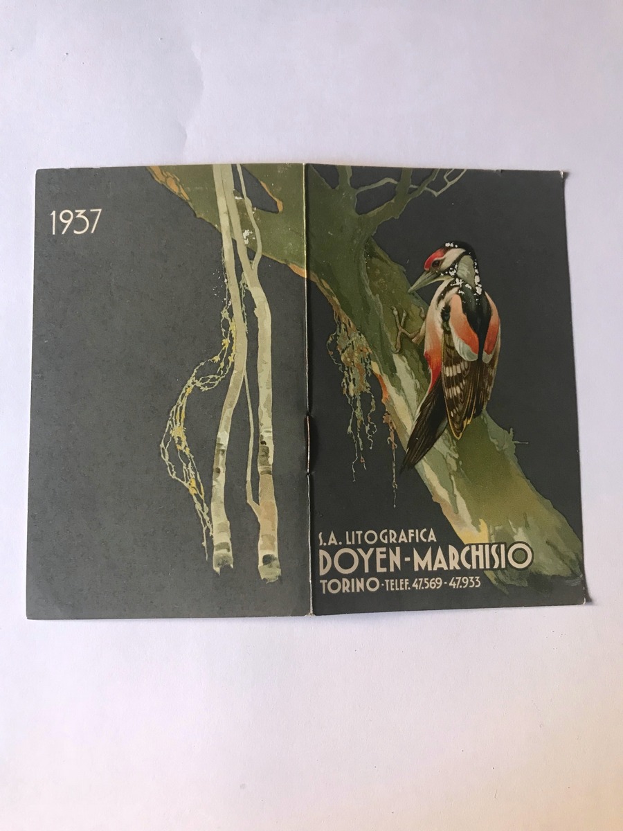 Calendarietto Litografica Doyen Marchisio Torino 1937