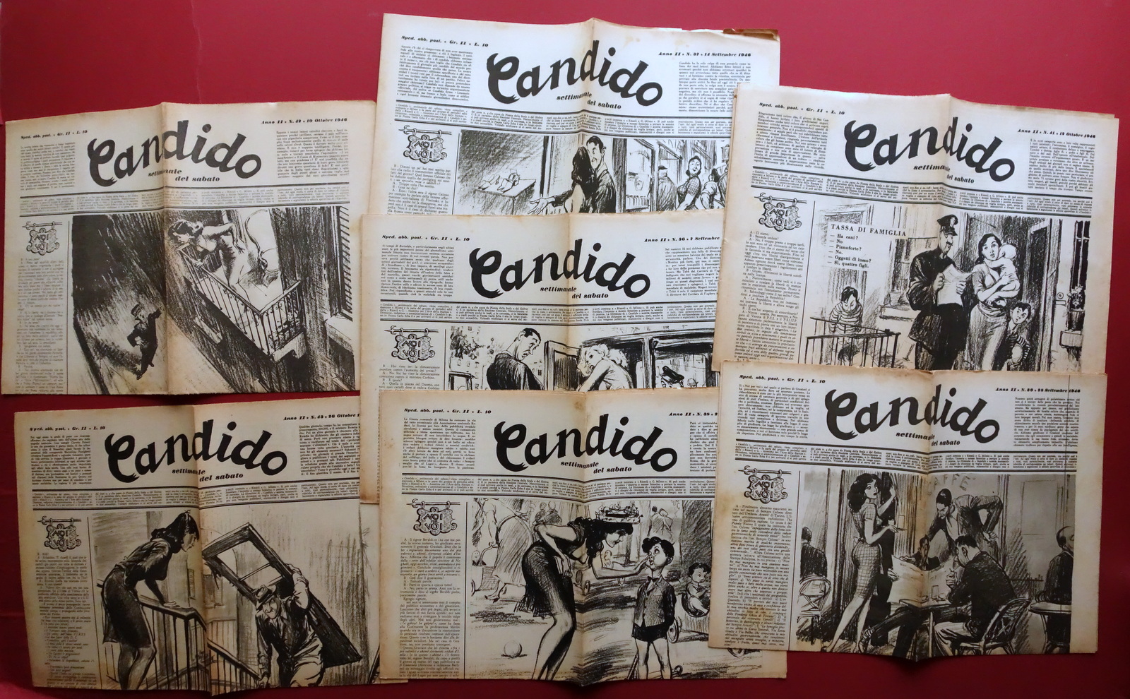 Candido Giornale Settimanale Anno II 1946 7 Numeri Guareschi Mosca …