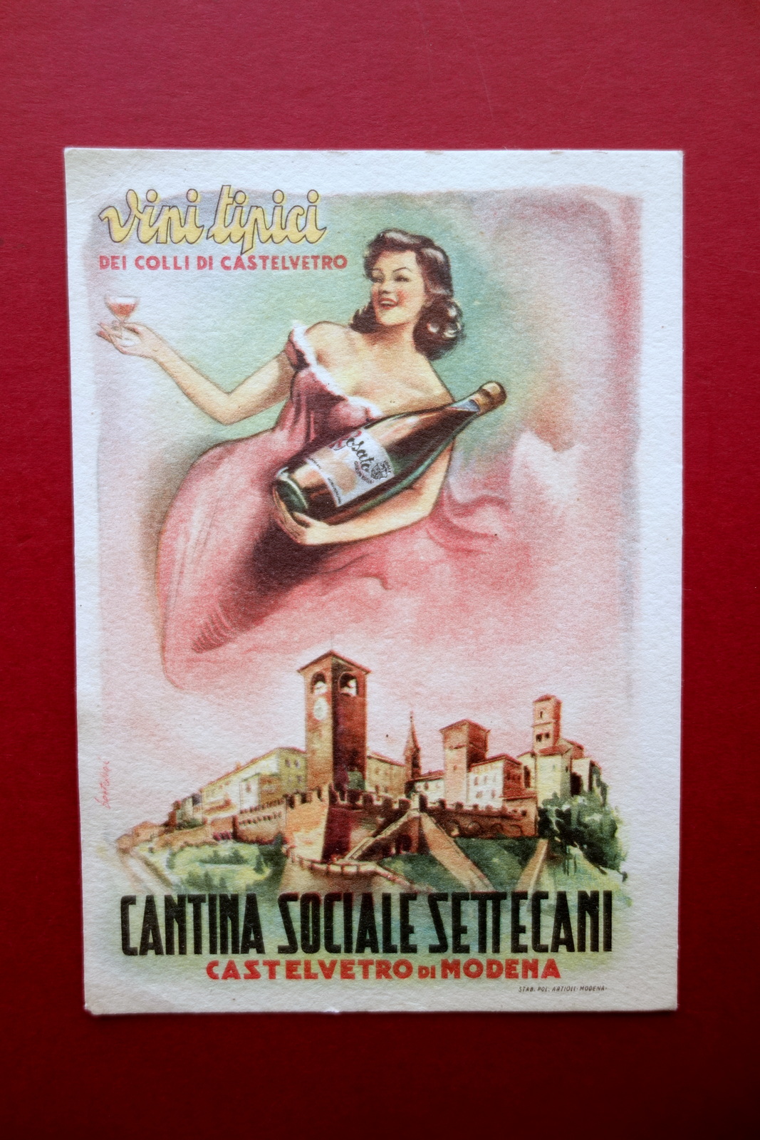 Cantina Sociale Settecani Castelvetro di Modena Vino Cartoncino Pubblicit‡
