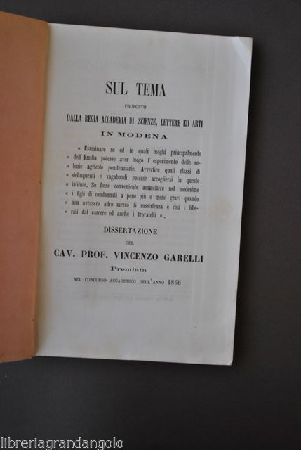 Carceri Colonie Agricole Penitenziarie Prigioni Casa Lavoro Delinquenti 1867