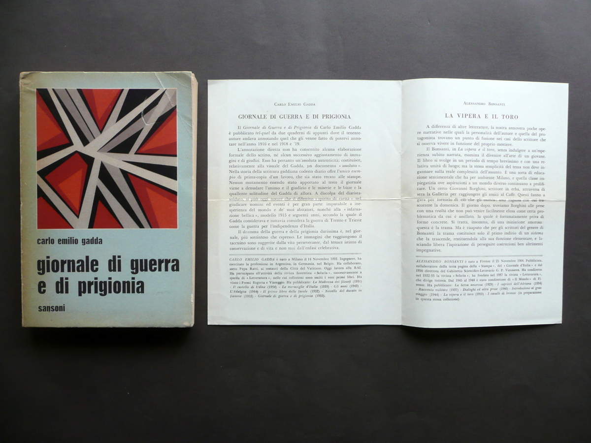 Carlo Emilio Gadda Giornale di Guerra e di Prigionia Sansoni …