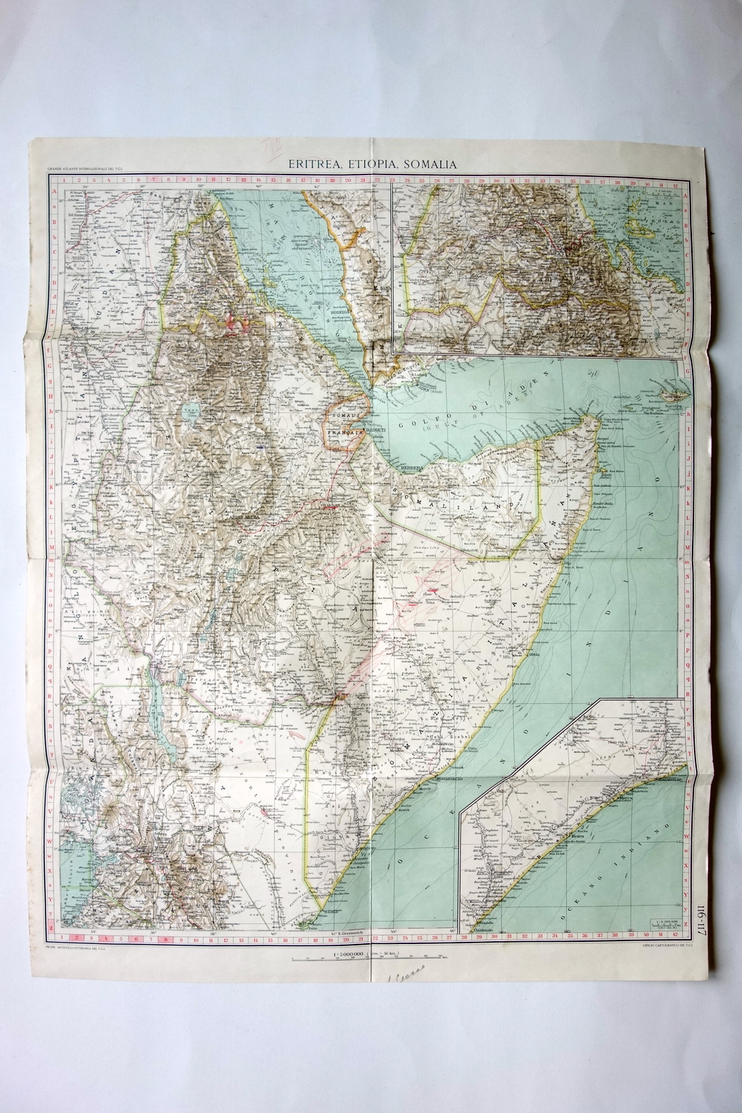 Carta Geografica Etiopia Eritrea Somalia TCI Fine Anni '30 Colonie …