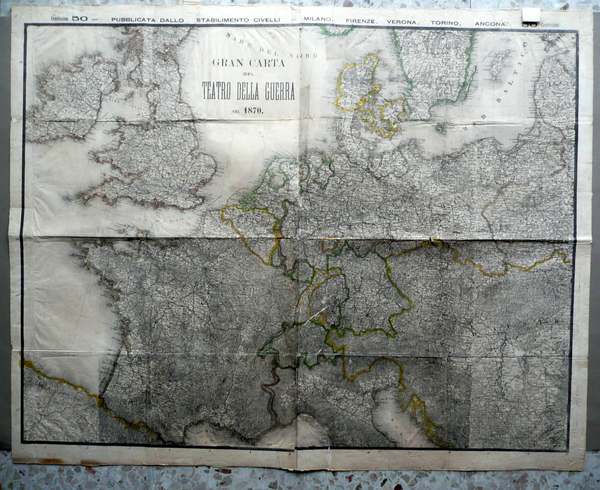 Carta Geografica Teatro della Guerra del 1870 Civelli Guerra Franco …