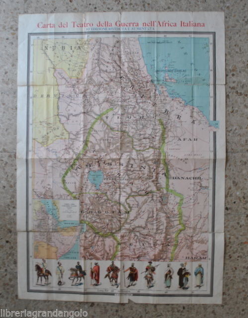 Carta Geografica Teatro Guerra Africa Italiana Eritrea Abissinia Soldati 1890