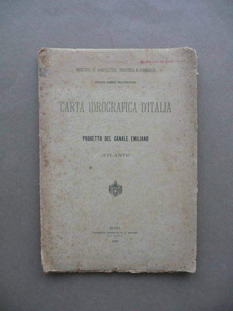 Carta Idrografica Italiana Progetto Canale Emiliano Atlante 1893 Roma Idraulica