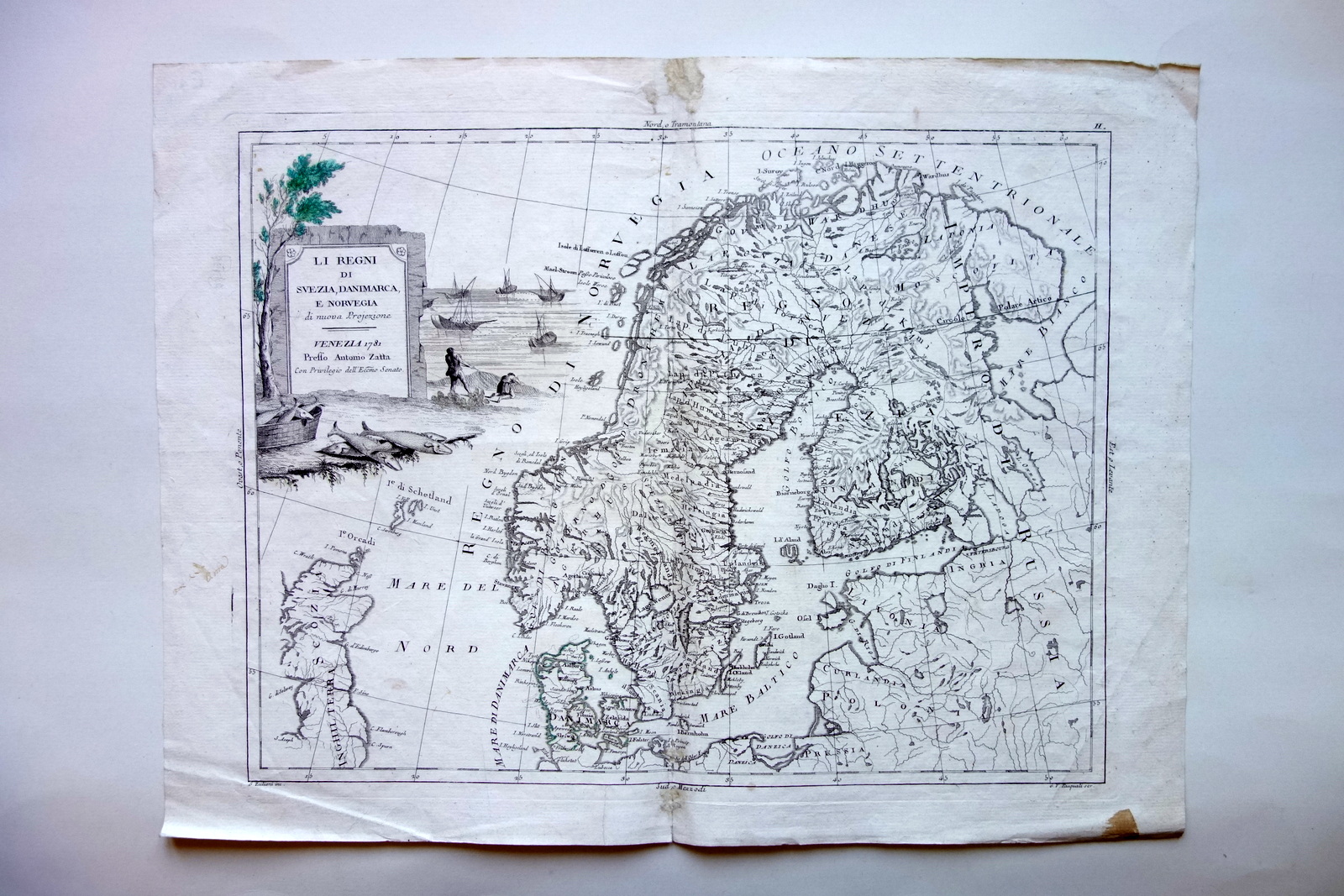 Carta Incisa Regni di Svezia Danimarca e Norvegia Antonio Zatta …