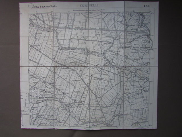 Carta Italia IGM Ceneselli Zelo Sariano Baruchella Geografia Cartiglio Novecento