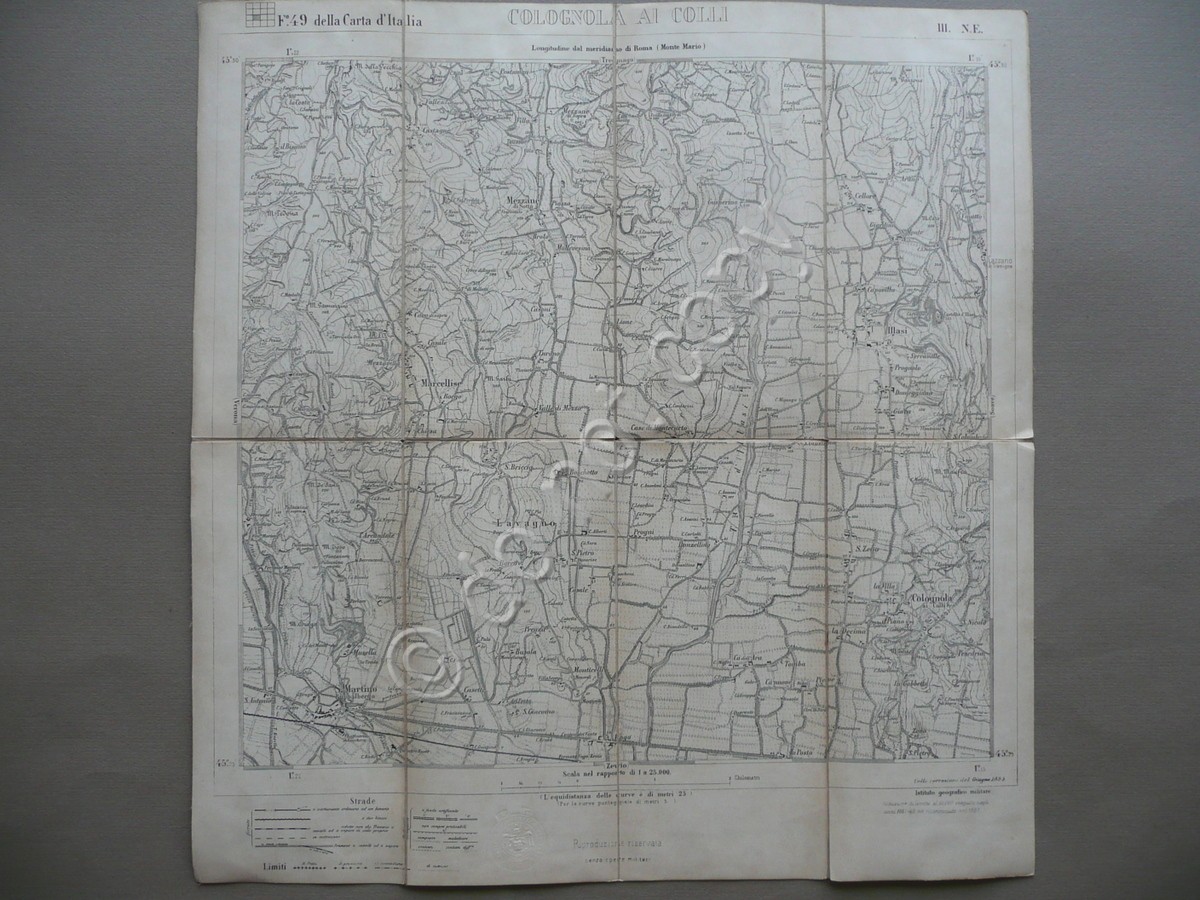 Carta Militare Colognola ai Colli IGM S.Martino Buonalbergo Mezzane Masi …