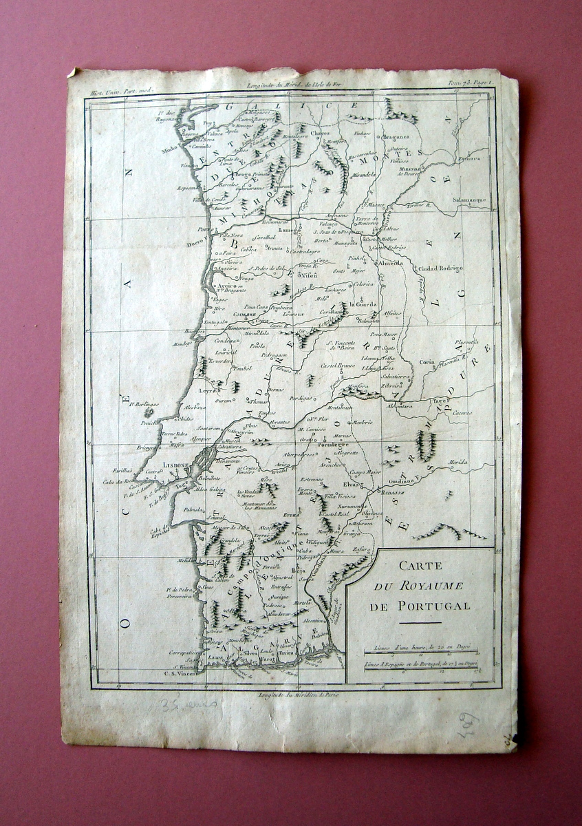 Carte du Royaume de Portugal incisione su rame fine '700