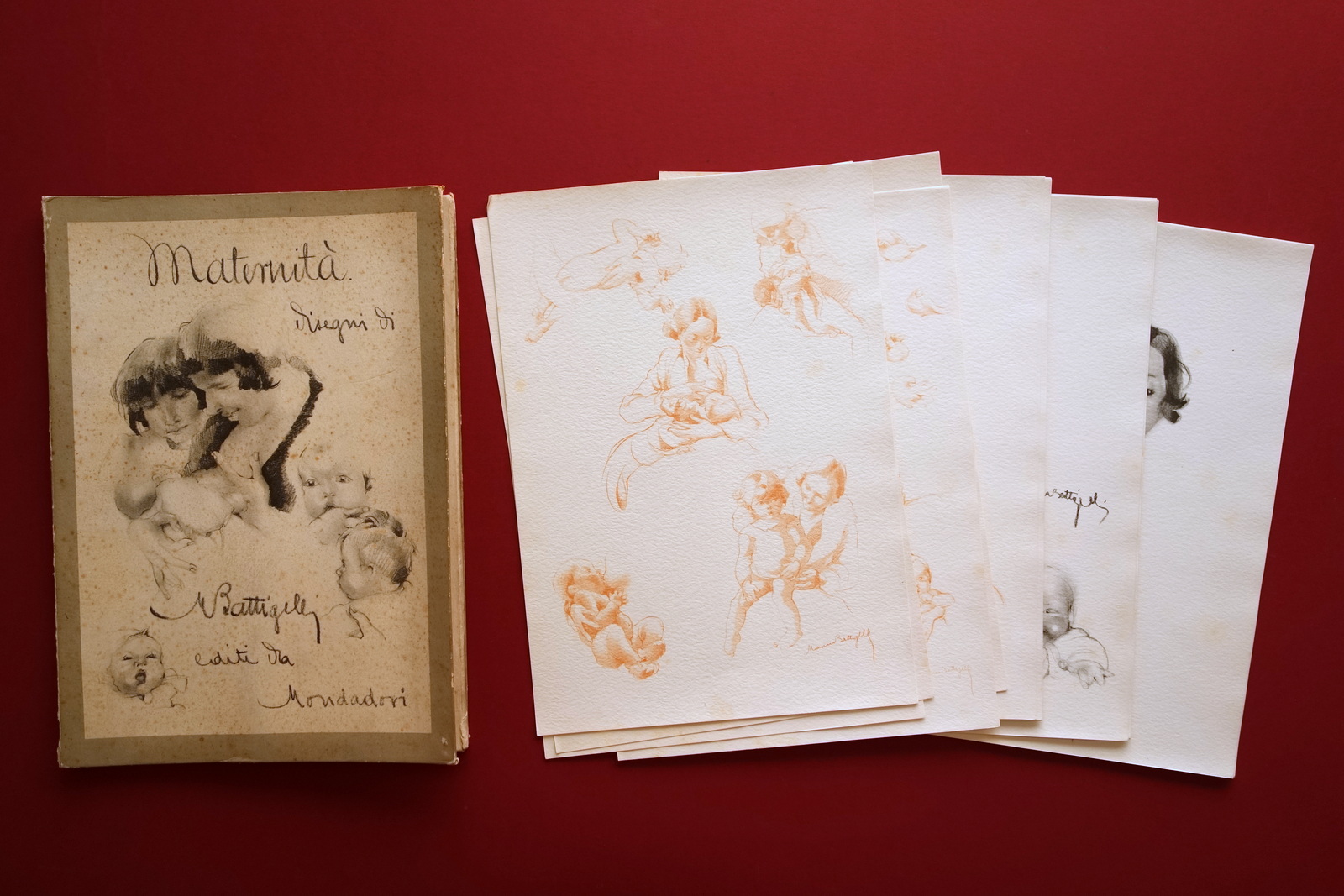 Cartella Maternit‡ Disegni di Marina Battigelli Mondadori 24 Litografie Completo