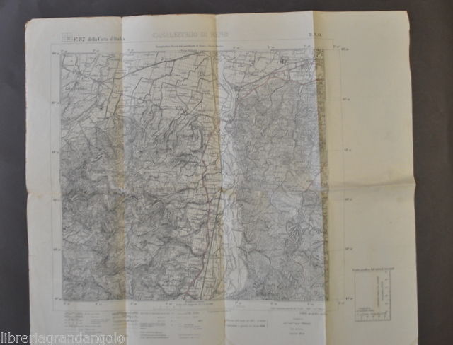 Cartografia Carta Tavoletta IGM Geografico Militare Casalecchio Reno 1911