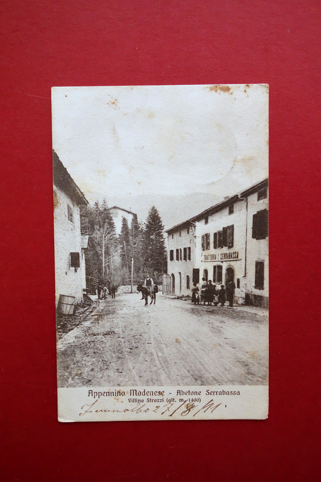 Cartolina Abetone Trattoria Serrabassa Villino Strozzi Viaggiata 1911 Modena