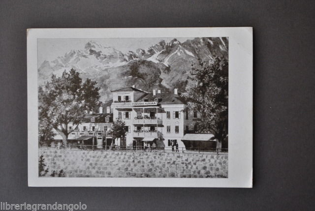 Cartolina Alberghi Disegno Merano Trentino Alto Adige Pensione Aurora 1930