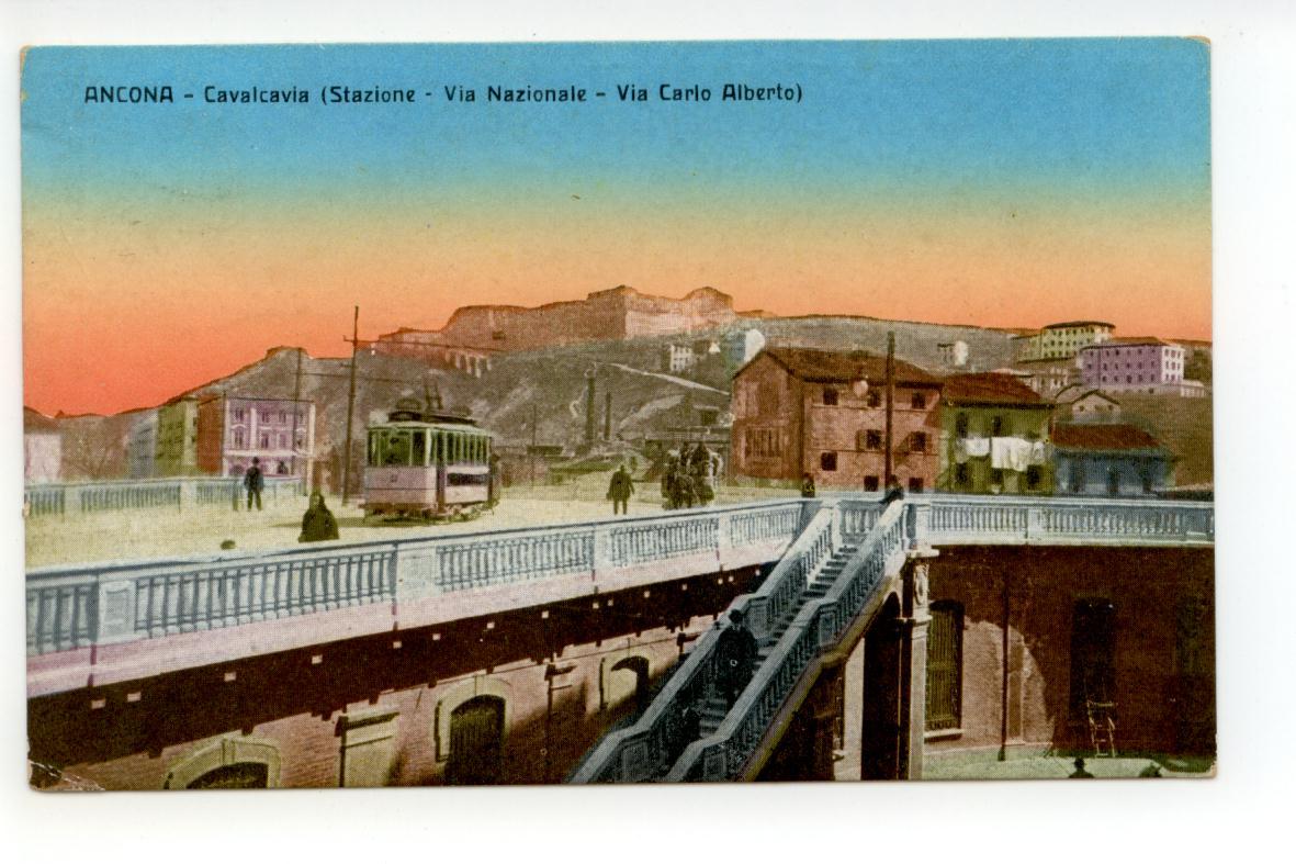 Cartolina Ancona Cavalcavia Stazione Via Nazionale Via Carlo 1942 viaggiata