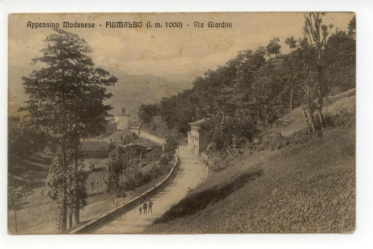 Cartolina Appennino Modenese Fiumalbo Via Giardini 1913 viaggiata Modena