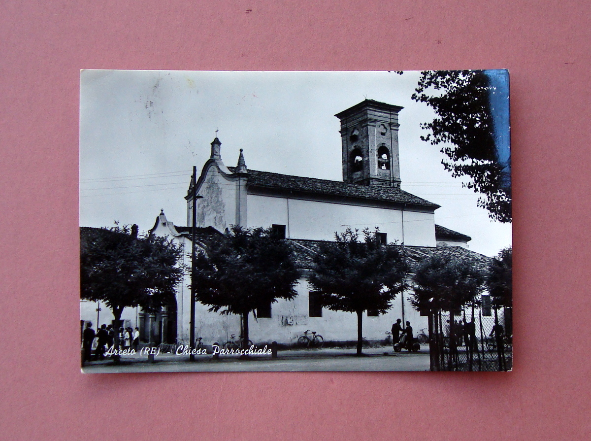 Cartolina Arceto Reggio Emilia Chiesa Parrocchiale 1965 viaggiata animata