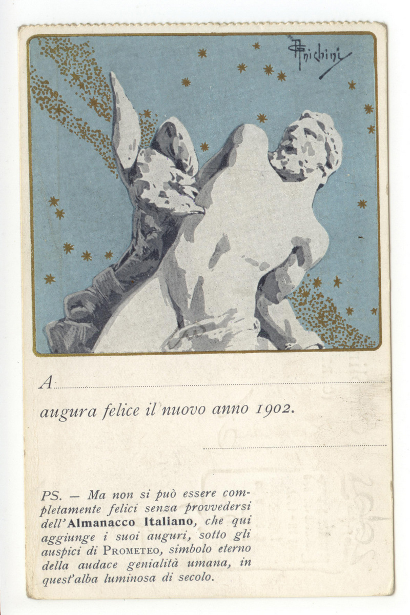 Cartolina Augura felice il nuovo anno 1902 non viaggiata Almanacco …