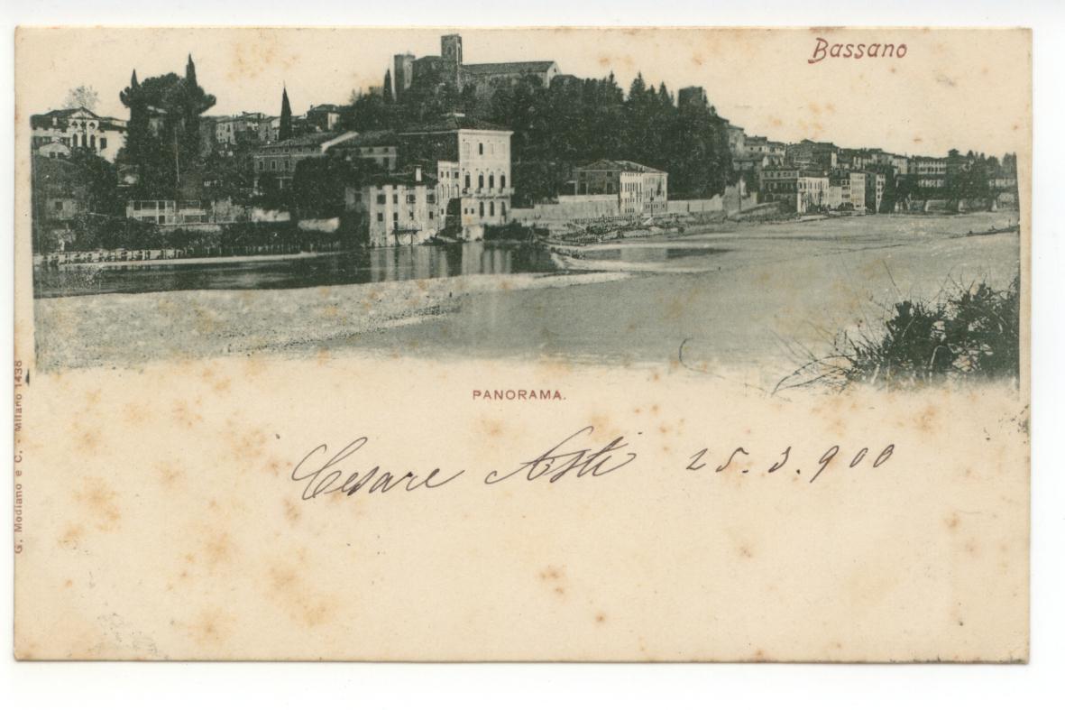 Cartolina Bassano Panorama 1900 viaggiata Vicenza