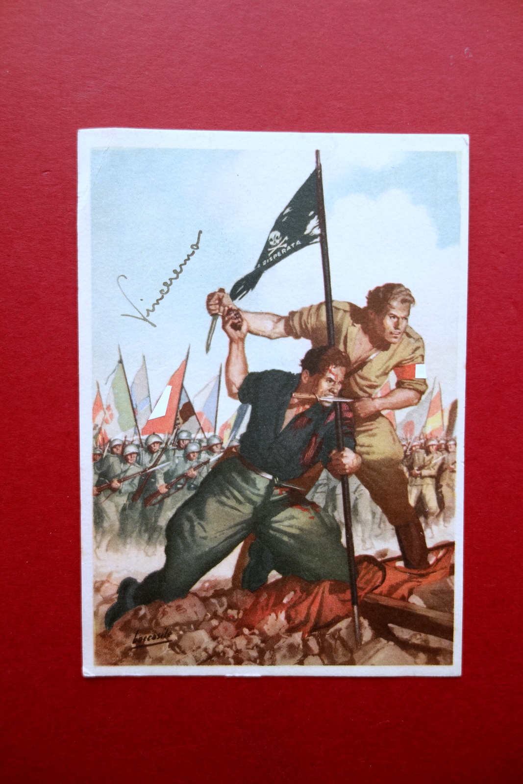 Cartolina Boccasile Vinceremo Propaganda WW2 Guerra La Disperata Viaggiata 1942