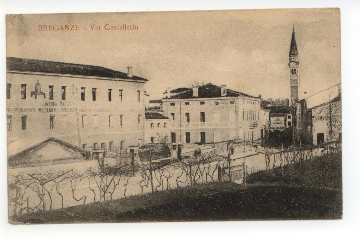 Cartolina Breganze Via Castelletto 1918 viaggiata Vicenza