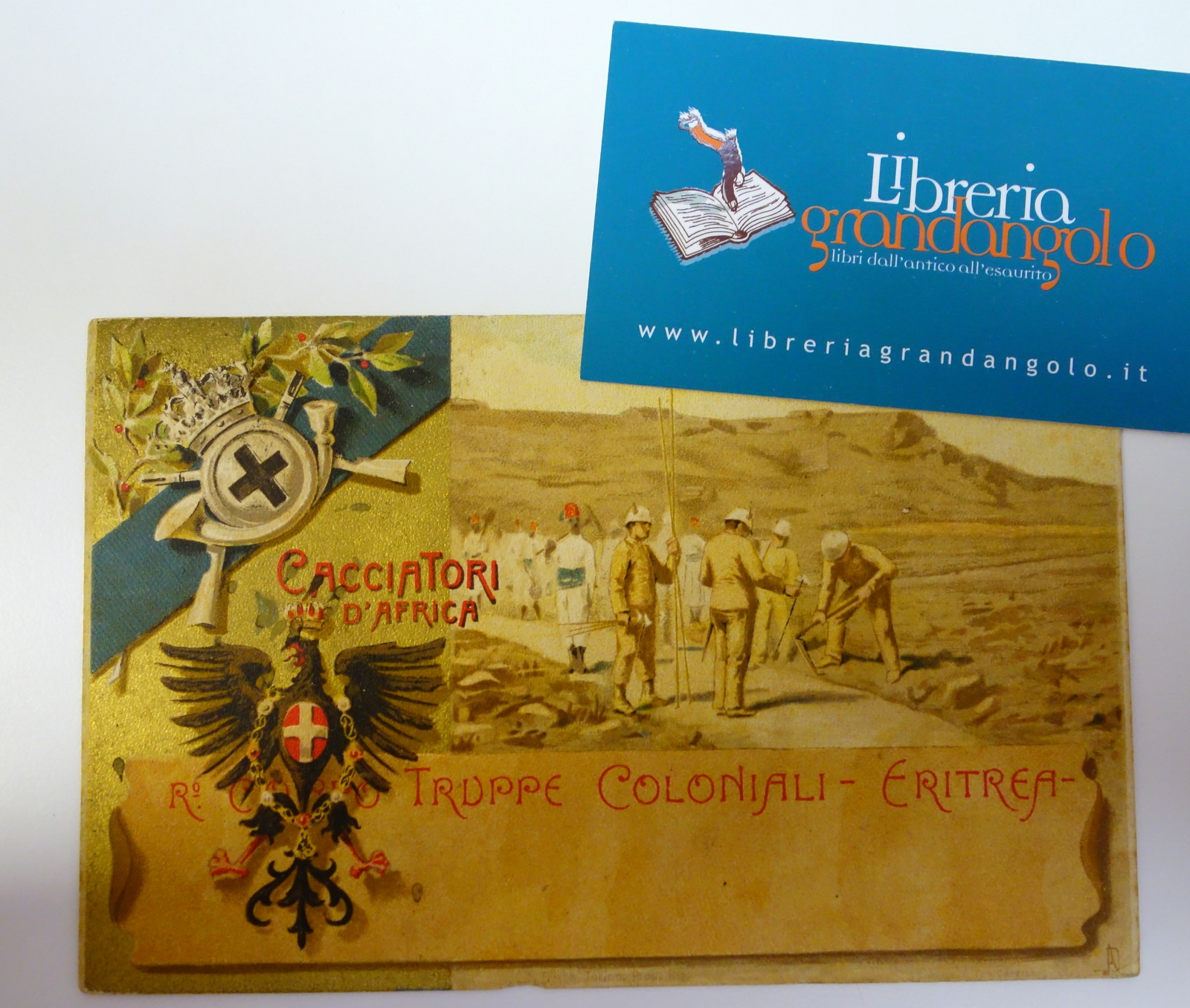 Cartolina Cacciatori d'Africa Eritrea francobollo rimosso viaggiata 1929 colonie