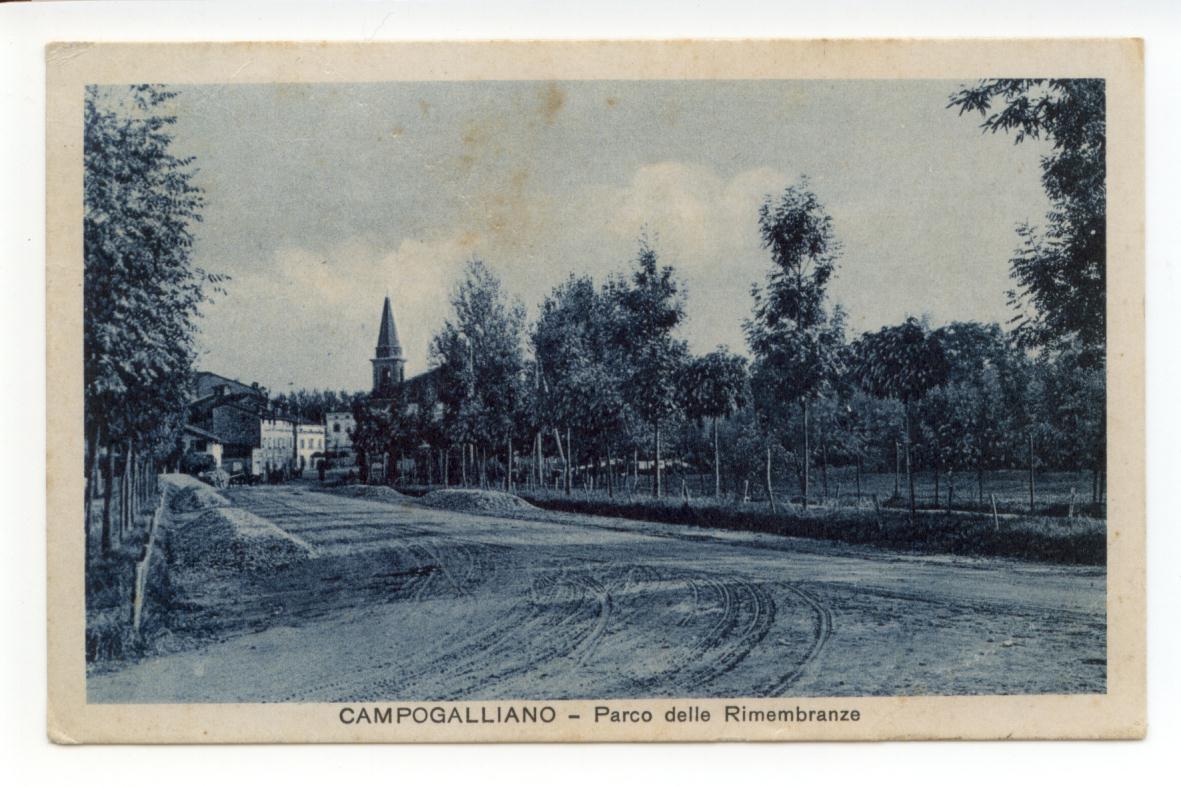 Cartolina Campogalliano Parco delle Rimembranze viaggiata 1933