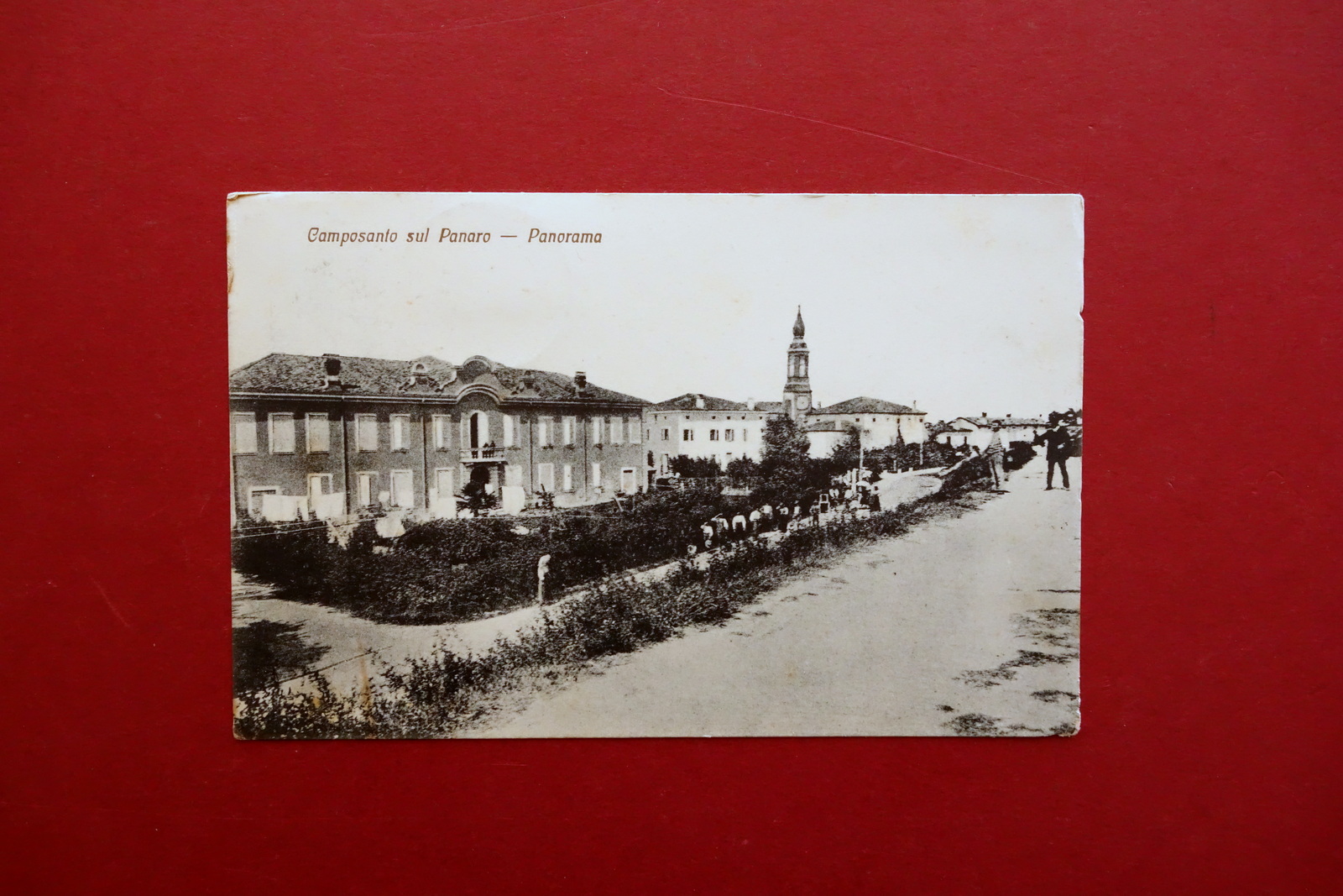 Cartolina Camposanto sul Panaro Panorama Veduta Modena Viaggiata 1915