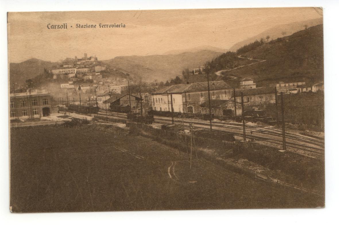 Cartolina Carsoli Stazione Ferroviaria 1927 viaggiata L'Aquila