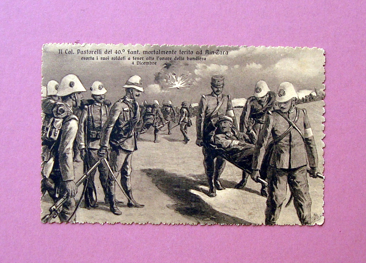 Cartolina Colonie Col. Pastorelli ferito 1912 Ottima viaggiata bella